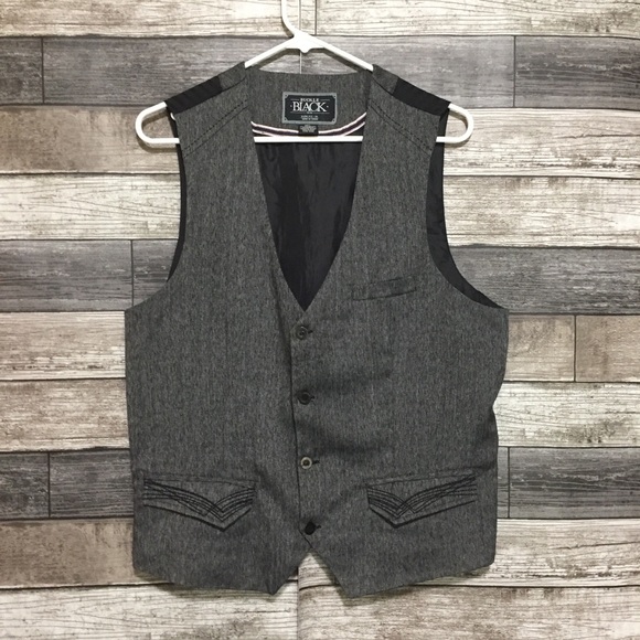 Buckle Black Slim Fit Waistcoat Vest Men’s M Gray Button Front Polyester Blend - Picture 3 of 6